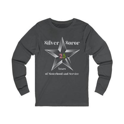 Silver Soror 25 Years of Sisterhood & Service Long-Sleeve T-Shirt | Alpha Sorority Inspired