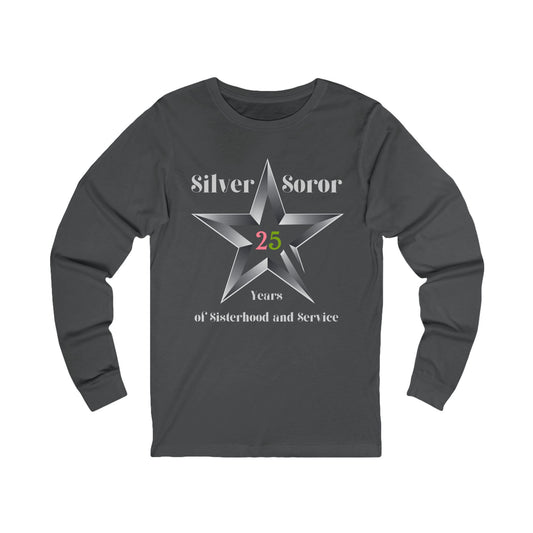 Silver Soror 25 Years of Sisterhood & Service Long-Sleeve T-Shirt | Alpha Sorority Inspired