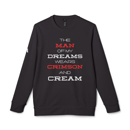 The Man of My Dreams Wears Crimson And Cream Long Sleeve Adidas Sweatshirt