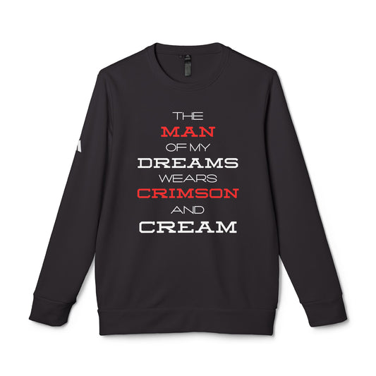 The Man of My Dreams Wears Crimson And Cream Long Sleeve Adidas Sweatshirt