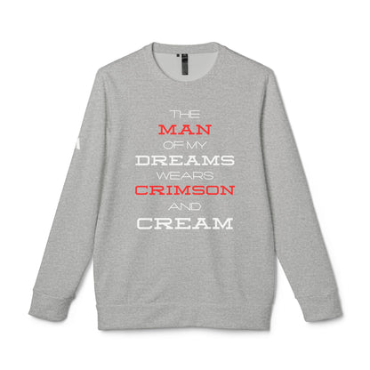 The Man of My Dreams Wears Crimson And Cream Long Sleeve Adidas Sweatshirt