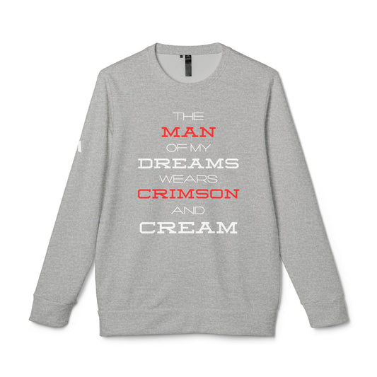 The Man of My Dreams Wears Crimson And Cream Long Sleeve Adidas Sweatshirt