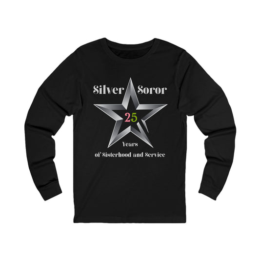 Silver Soror 25 Years of Sisterhood & Service Long-Sleeve T-Shirt | Alpha Sorority Inspired